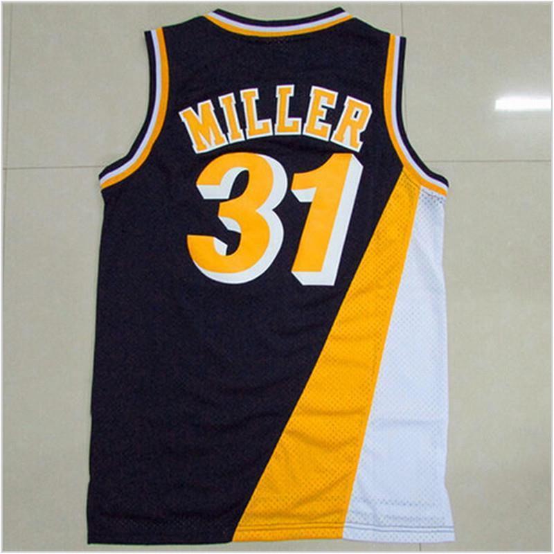 2017 Cheap 31 Reggie Miller Jersey Stitched Indiana Retro Throwback Basketball Jerseys Black