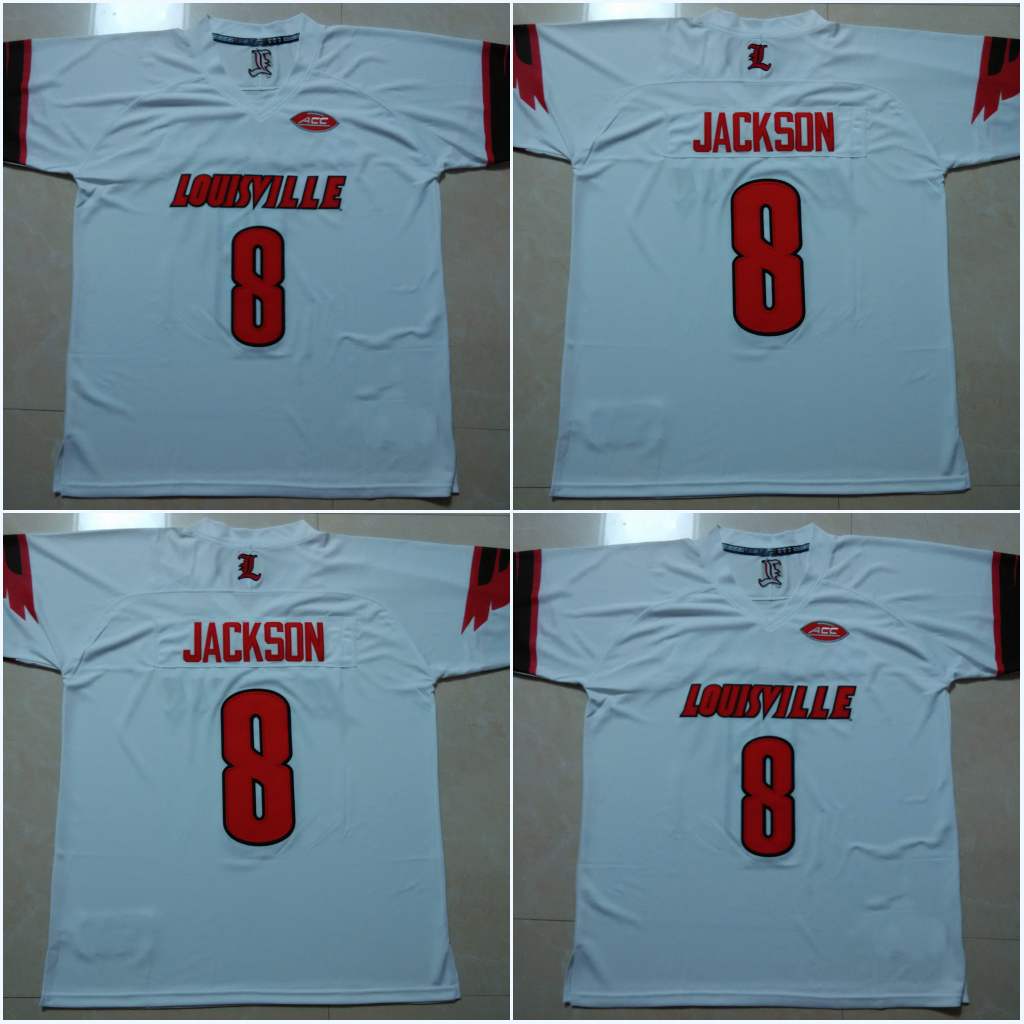 2017 8 Lamar Jackson,Red Black White Color,Louisville Cardinals College Football Limited Jerseys 