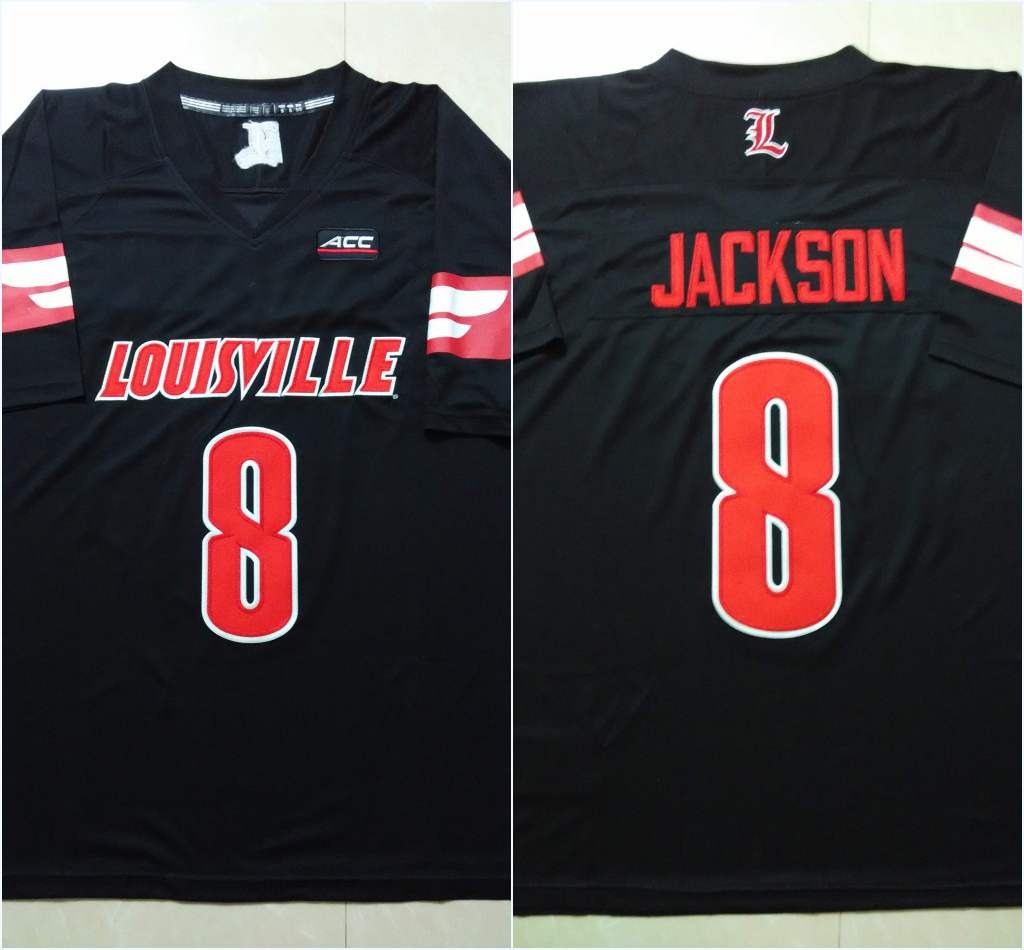 Louisville Cardinals 8 Lamar Jackson Red Black White Color College