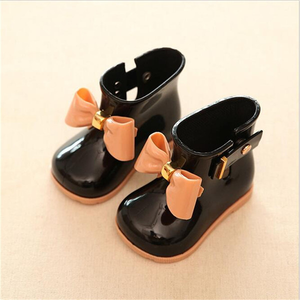 Fashion Kids Girls Rain Boots Baby Girl Princess Bow Casual Shoes 2017