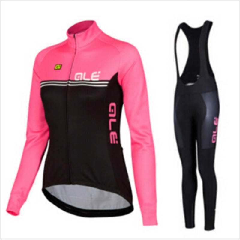 Ale Team Women'S Cycling Jerseys Set, Winter Thermal Fleece Bicycle