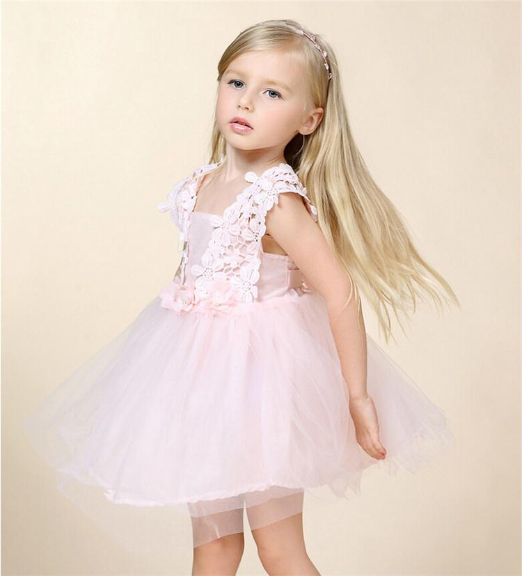 2017 Baby Girl Dress Summer Lace Strap Children Kids Cotton Toddler