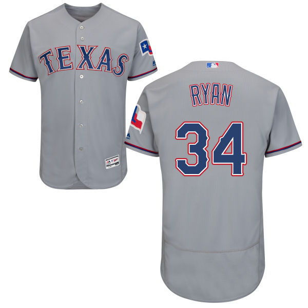 2017 Throwback Texas Rangers 34 Nolan Ryan 1993 Home White Gray Retro
