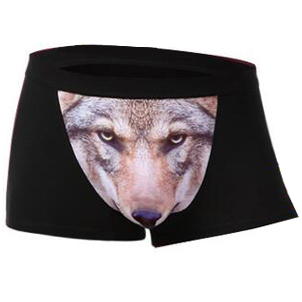 2017 Sexy Tide Men'S Sexy Funny 3d Cartoon Wolf Head Animal Print Boxer