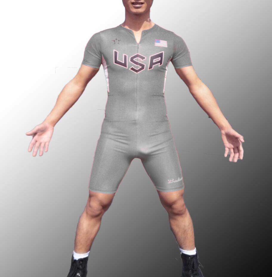 2017 Usa Team Man Track & Field Fast Running One Piece Suit Professional Athlete Leotard 4*100