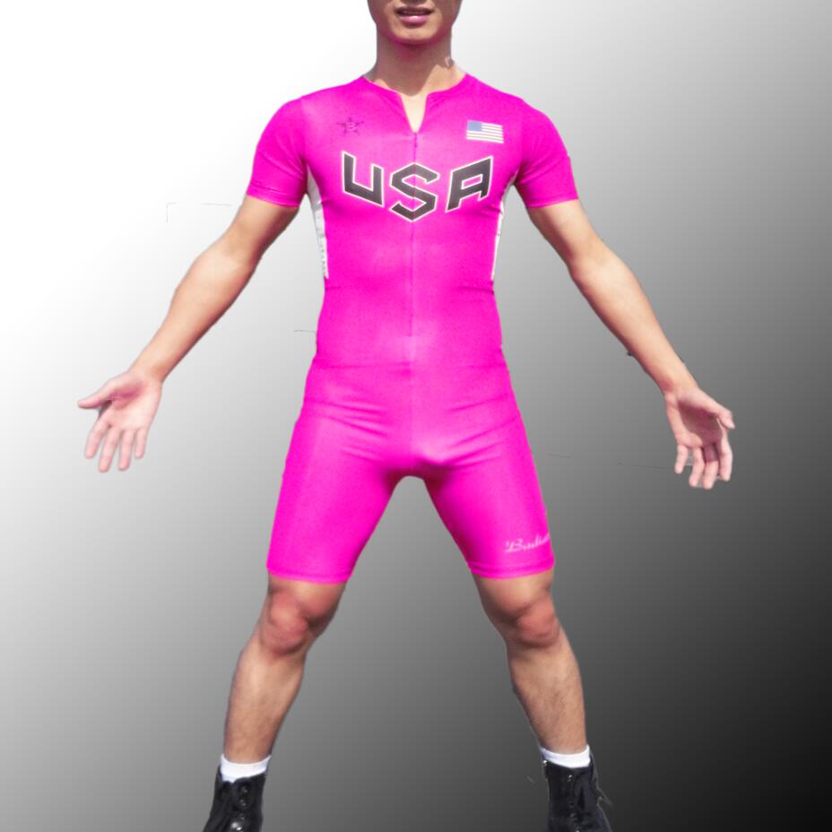 2017 Usa Team Man Track & Field Fast Running One Piece Suit Professional Athlete Leotard 4*100