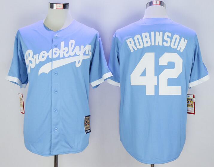 2017 1955 42 Jackie Robinson Brooklyn Dodgers Cream Throwback Jersey