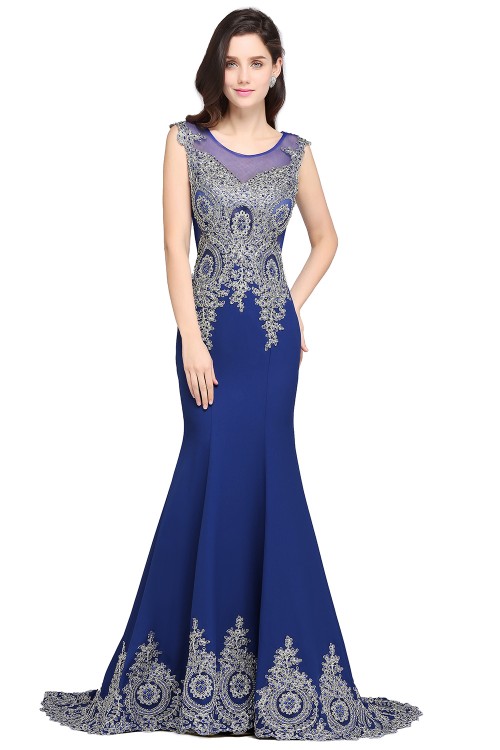 Under 70 Cheap Mermaid Royal Blue Long Evening Dresses 2017 Cap Sleeve
