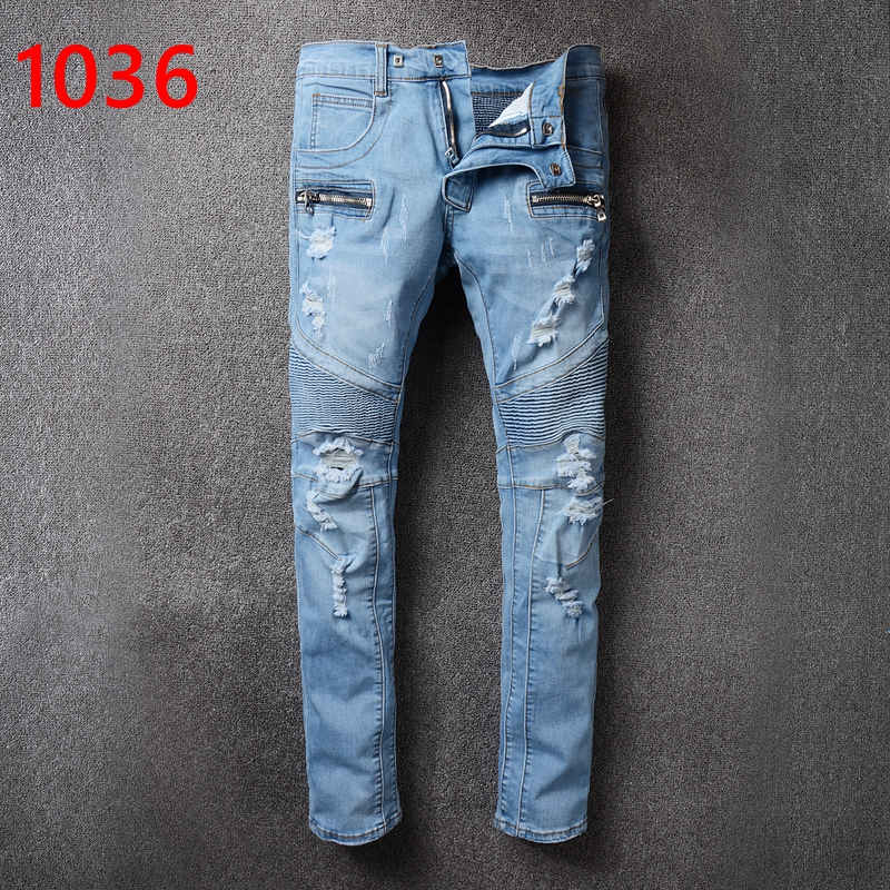 Best Quality Men'S Distressed Ripped Biker Jeans Us Size 2842 Slim Fit