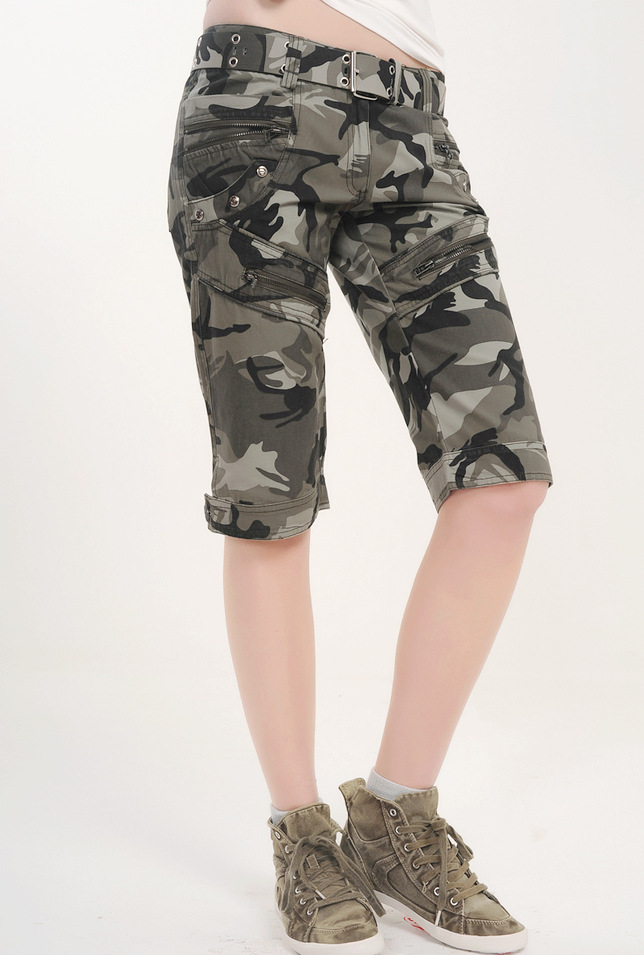 New Women Camouflage Cargo Shorts Army Military Camo Combat Work Pants