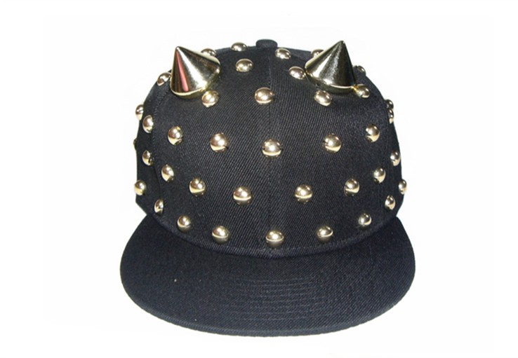 Rivet Snapback Cap Ox Horn Studded Caps Spike Studs Hats Adjustable