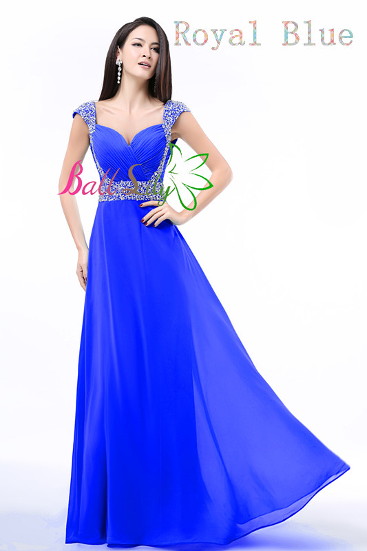 In Stock Real Image Prom Dresses 2015 Portrait Formal Dresses Capped