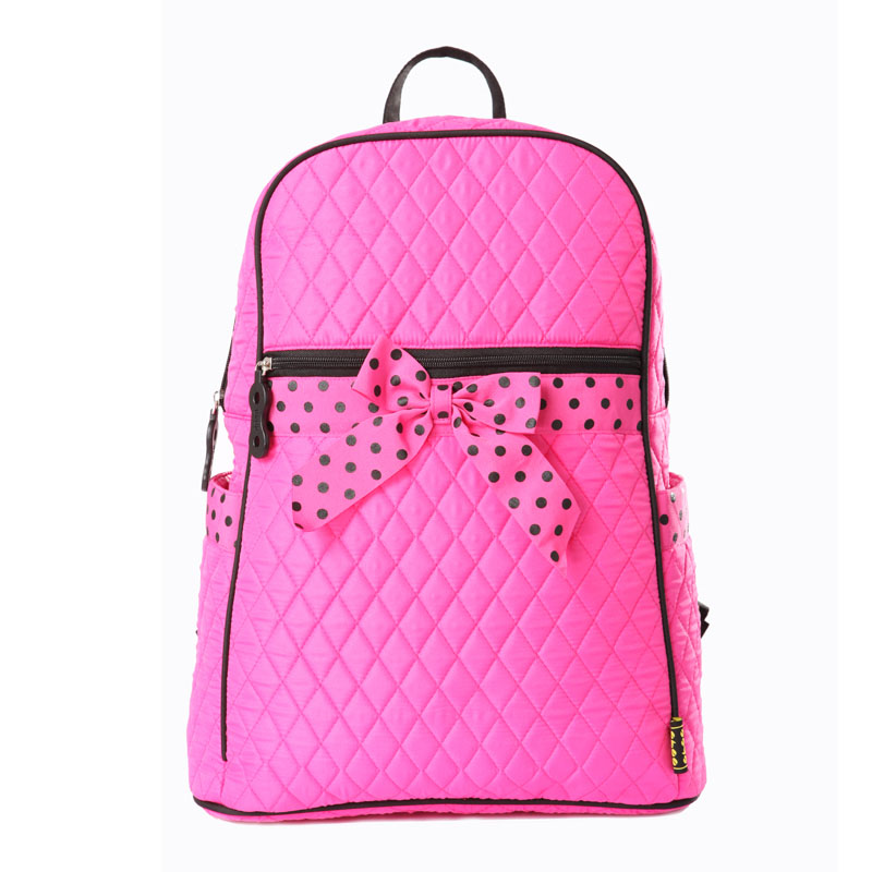 8848 Quilted Cotton Fabric Girls School Bag Backpack Laptop Bags With Bow For Ages From 10 To 20