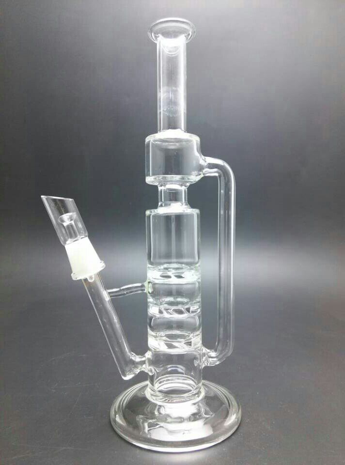 Glass Bong with Three Layer Cyclone Hurricane Disc Perculator Glass