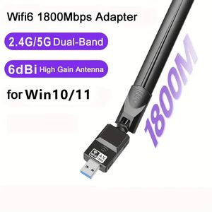 Adaptateur USB WiFi AX1800, WiFi 6, MU-MIMO, 802.11ax double bande Gigabit sans fil, Plug and Play, adaptateur de jeu USB longue portée haute vitesse