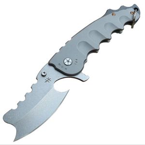 Cuchillo plegable Axe Flipper 5CR13Mov Hoja de lavado de piedra de acero Mango de acero Cuchillos de bolsillo tácticos