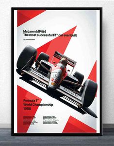 Ayrton Senna F1 Fórmula Mclaren Campeón del Mundo Racing Car Posters Prints Wall Art Canvas Imagen Pintura para la decoración de la sala de estar H1110