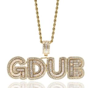 AZ Nombre personalizado Letras Collares Moda para hombre Joyería de Hip Hop Cristal grande Azúcar helado Oro Letra inicial Colgante Collar9340236