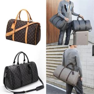 Unisex 55cm PU Leather Duffel Bag, Designer Men's Suitcases, Luggage, Sport, Outdoor Packs, Shoulder Travel Bags, Messenger Totes