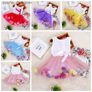 Vêtements pour bébés Robe à fleurs princesse pour filles Robe tutu pour bébé fille à fleurs roses 3D avec robe en dentelle à pétales colorés Jupe à bulles vêtements pour bébés ''gg''JK3Z