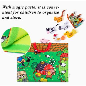 Baby Animal Livre silencieux puzzle Toys Toys Fabric Dinosaur Ferme / Rainforest / Jungle Animal Soft Tissu Book cognitif Infant Toys