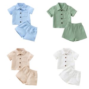 Baby Baby Boy Clothing Set Pure Cotton Linen T-shirts à manches courtes T-shirts Casual Sportswear Set 240424