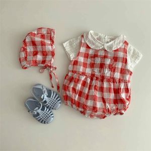 Baby Baby Gir Plaid Bodysuits Paño Niño Gateando Ropa Onesie Estilo coreano Ropa de niña 210702