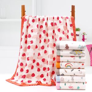 Bébé Serviette De Bain Mousseline 6 Couches 100% Coton Serviettes Néonatal Enfant Animal imprimé Absorber Couverture Swaddle Wrap Literie ZYY990