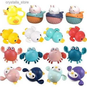 Baby Bath Toys Bathing Ducks Cartoon Animal Whale Crab Swimming Pool Classic Chain Clockwork Water Toy For Infant 0 24 Months L230518