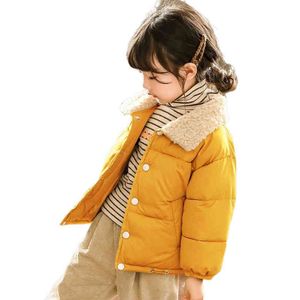 Baby Boys Girls Down Jacket Moda Otoño Invierno Niños Turn-Down Collar Algodón Cálido Fleece Outerwear Tops Ropa para niños J220718