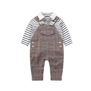 Baby Boys Boutique espagnole Vêtements Ensemble Enfant Coton Vêtements Costume Enfants Stripes Chemise + Pantalon à carreaux Enfants Tenues formelles 210615