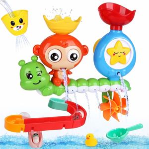 Baby Cartoon Monkey Classic Shower Bath Toy 14 piezas Ducha Animal Starfish Sprinkle Bathtub Toy Set para niños LJ201019