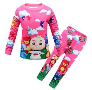 Vêtements pour bébés garçons et filles pastèque personnage de dessin animé pyjama mignon enfants automne hauts à manches longues pantalons imprimés 2 pic maison s9661776