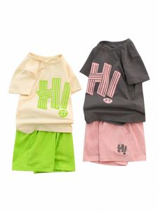 Les vêtements pour bébé ensembles de t-shirts d'été et de shorts se déroulent pour tout-petits tenues garçons de survêtement mignon de sport d'hiver costume de mode pour les filles de filles 0-4 ans p8fh #
