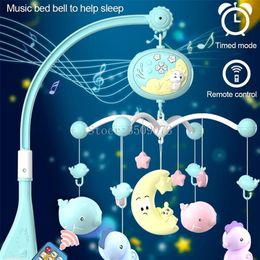 Berceau mobile avec télécommande Boîte à musique Veilleuse Rotation né Lit de couchage Jouets 012 borns Bed Bell Jouets musicaux 220531