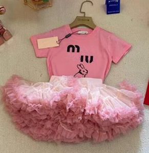 T-shirt de créateur pour bébé fille + robe de ballet moelleuse pour bébé fille, robe princesse transparente de danse de fête