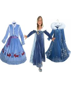 Robe bébé fille Hiver Robe congelée Robes de princesse à manches longues Costume de fête pour enfants Halloween Cosplay Clothing Ball Robe Drop1893538
