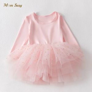 Bébé fille princesse paillettes Ballet Tutu robe à manches longues infantile enfant en bas âge enfant Tulle robe fête danse vêtements 1 5Y 231225