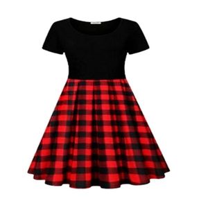 Baby Girl Red Buffalo Check Dress Monogrammed Red Black Plaid Dress Robe de Noël, robe de Noël pour filles, robe à carreaux Buffalo, Q0716