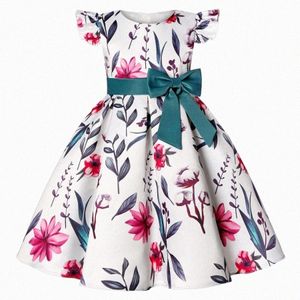 Bébé filles Bow robe princesse enfants vêtements enfants enfant en bas âge fleur imprimer fête d'anniversaire vêtements enfant jeunesse jupe blanche k7SX #