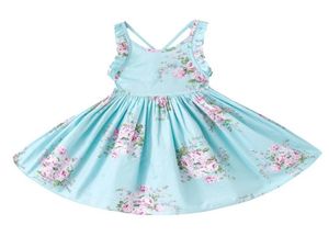 Baby Girls Dress Brand Summer Beach Style Aline Floral Imprimer des robes sans dos pour filles Vintage Toddler Girl Clothing Lovel5958809