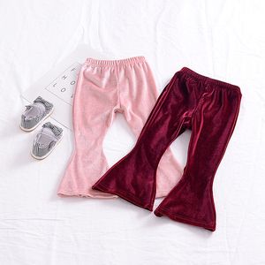 Bébés filles or velours pantalon évasé INS Leggings enfants pantalons 2018 nouvelle mode enfants Boutique vêtements C3646