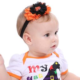 Bébé filles Halloween bandeau citrouille bandeaux Orange en mousseline de soie fleur bandeau nouveau-né douche cadeau Photo accessoire