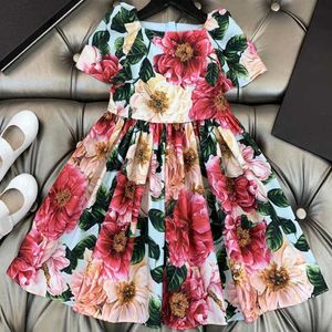 Robe de plage imprimée pour bébés filles, tenue de princesse vintage à fleurs, nouvelle collection été 2021, Q0716