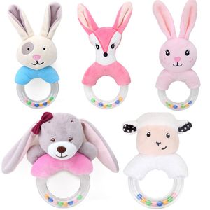Baby Hand Rattle Newborn Hand Grip Rattle 0-1 Year Old Soothing Ring Kids Puzzle Soft Educational Plush Toy