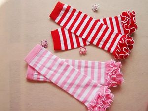Medias de pierna con volantes para bebés y niños, calcetines hasta la rodilla con rayas cálidas, calcetines de punto para niños