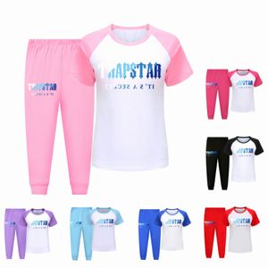 Baby Kids Cloth Trapstar Pajamas Sets Camisetas de manga corta Pantalones largos Suites de ropa para niños para niños String Spring Summer Youth Tops Letter PR 055V#