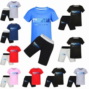 Baby Kids Clother Trapstar Sets Boys Track Sportsuits Girls Children Clothing Traits Juvenil de manga corta Camiseta Shirts pantalones Tops Camas impresas C1kn#