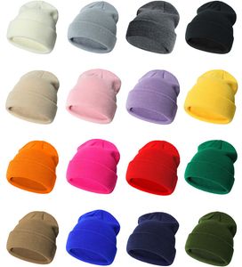Bébé tricot chapeau automne et hiver couleur unie chaud Crochet bonnet casquettes pour enfants en bas âge garçons et filles 18 couleurs en gros M259E livraison directe