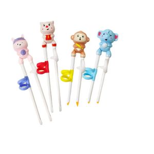 Palillos de entrenamiento de aprendizaje para bebés, palillos antideslizantes reutilizables con forma de animales de dibujos animados para niños